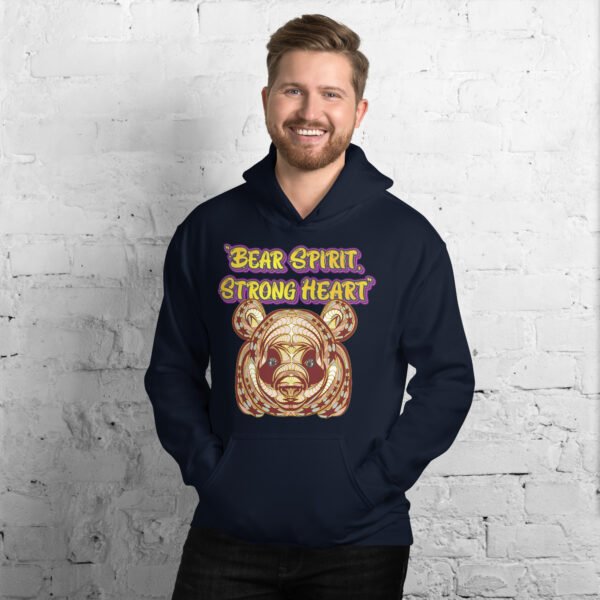 Bear Spirit, Strong Heart – Powerful Tribal Bear Artwork - Unisex Hoodie - Image 5