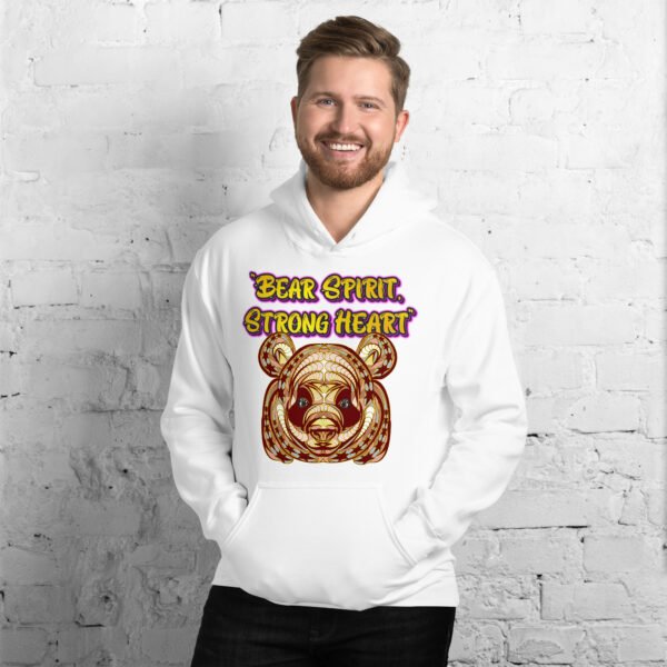 Bear Spirit, Strong Heart – Powerful Tribal Bear Artwork - Unisex Hoodie - Image 45