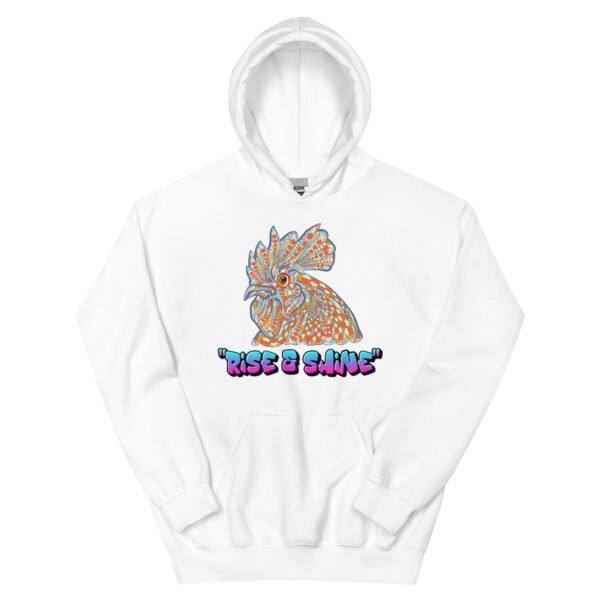 Rise & Shine – Artistic Rooster Graphic Design for Apparel & Prints - Unisex Hoodie - Image 17