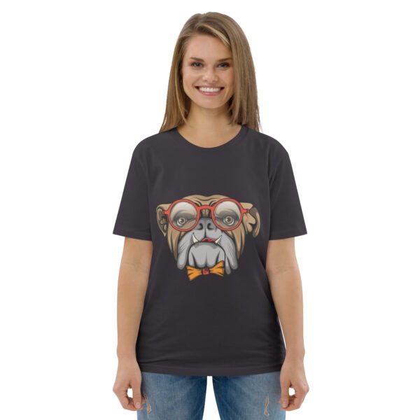 Stylish Bulldog Nerdy Cool Dog Design - Unisex organic cotton t-shirt - Image 33