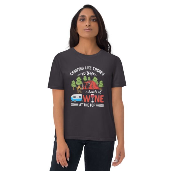 Fun "Camping & Wine" for Outdoor & Wine Lovers - Unisex organic cotton t-shirt - Image 9