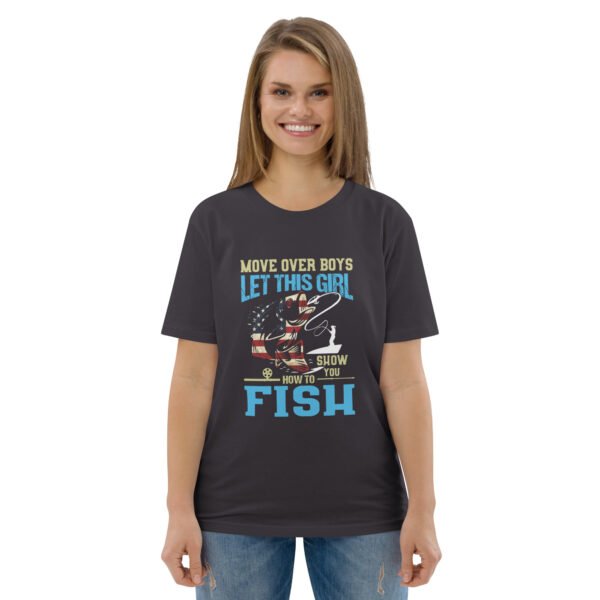 "Women’s Fishing T-Shirt – Move Over Boys," - Unisex organic cotton t-shirt - Image 25