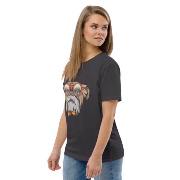 Stylish Bulldog Nerdy Cool Dog Design - Unisex organic cotton t-shirt - Image 37
