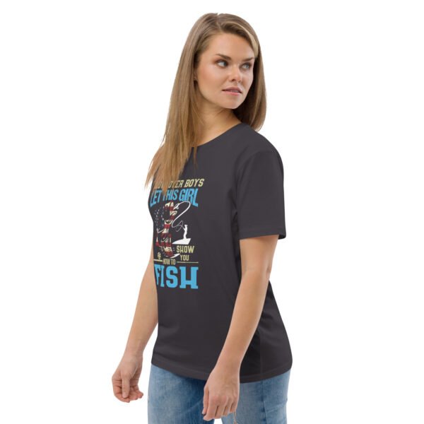 "Women’s Fishing T-Shirt – Move Over Boys," - Unisex organic cotton t-shirt - Image 29