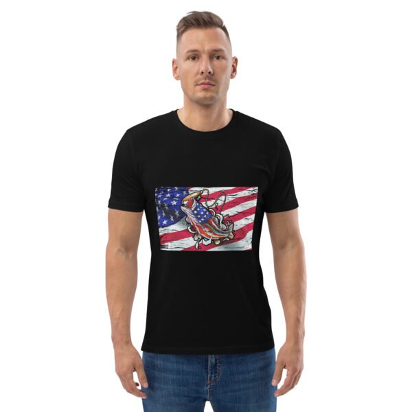 "American Flag Fishing T-Shirt – Patriotic Angler’s - Unisex organic cotton t-shirt - Image 2