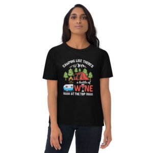 Fun "Camping & Wine" for Outdoor & Wine Lovers - Unisex organic cotton t-shirt