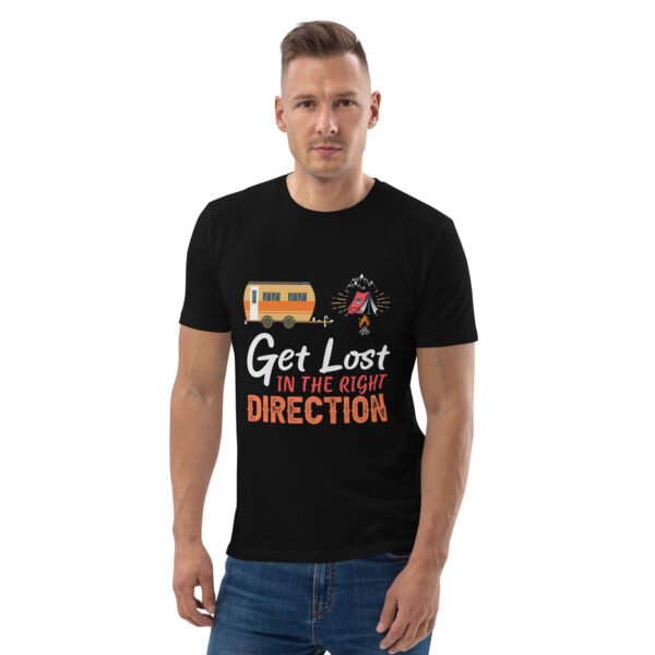 "Get Lost in the Right Direction" Camping & Adventure - Unisex organic cotton t-shirt