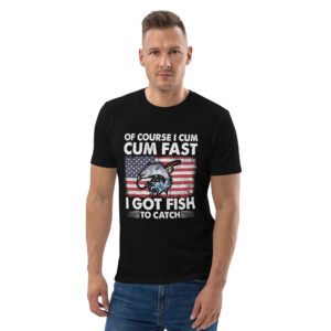 Cheeky, Sexy, Suggestive Fishing Design - Unisex organic cotton t-shirt