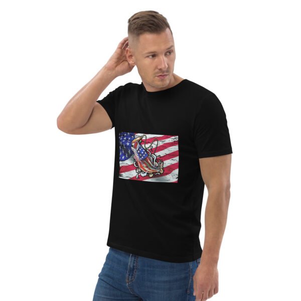 "American Flag Fishing T-Shirt – Patriotic Angler’s - Unisex organic cotton t-shirt - Image 6