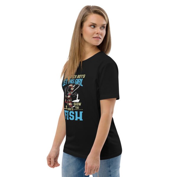 "Women’s Fishing T-Shirt – Move Over Boys," - Unisex organic cotton t-shirt - Image 5