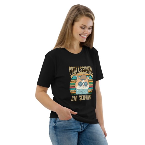 Professional Cat Servant - Retro Cat Lover - Unisex organic cotton t-shirt - Image 6