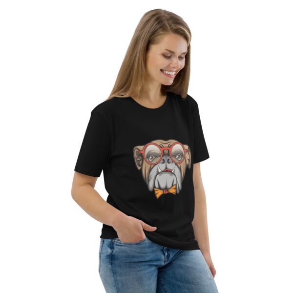 Stylish Bulldog Nerdy Cool Dog Design - Unisex organic cotton t-shirt - Image 6