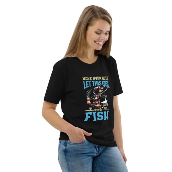 "Women’s Fishing T-Shirt – Move Over Boys," - Unisex organic cotton t-shirt - Image 6