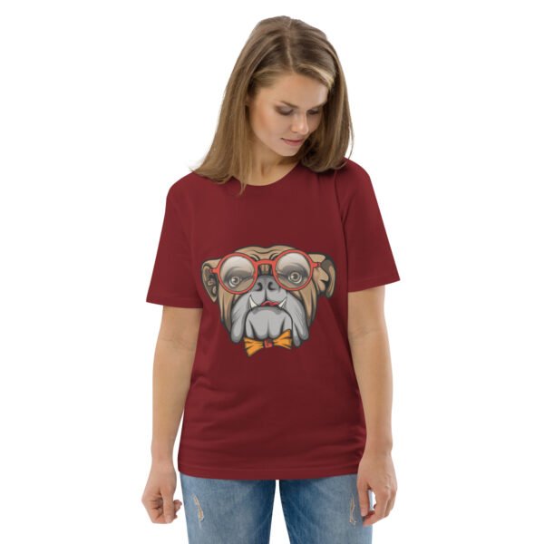 Stylish Bulldog Nerdy Cool Dog Design - Unisex organic cotton t-shirt - Image 26