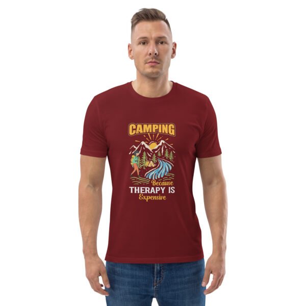 Camping Because Therapy Is Expensive T-Shirt – Outdoor Adventure - Unisex organic cotton t-shirt - Image 26