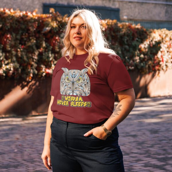 Wisdom Never Sleeps - Artistic Owl Hoodie - Unisex organic cotton t-shirt - Image 3
