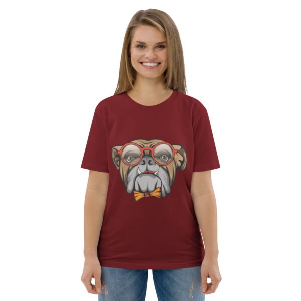 Stylish Bulldog Nerdy Cool Dog Design - Unisex organic cotton t-shirt - Image 25