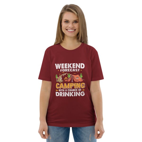 Weekend Forecast Camping & Drinking – Fun Outdoor - Unisex organic cotton t-shirt - Image 25