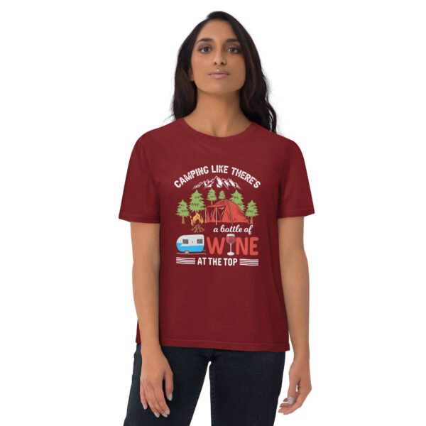 Fun "Camping & Wine" for Outdoor & Wine Lovers - Unisex organic cotton t-shirt - Image 7