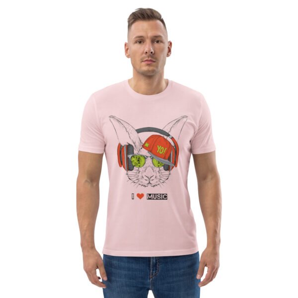 I Love Music Rabbit with Headphones and Cap - Unisex organic cotton t-shirt - Image 18