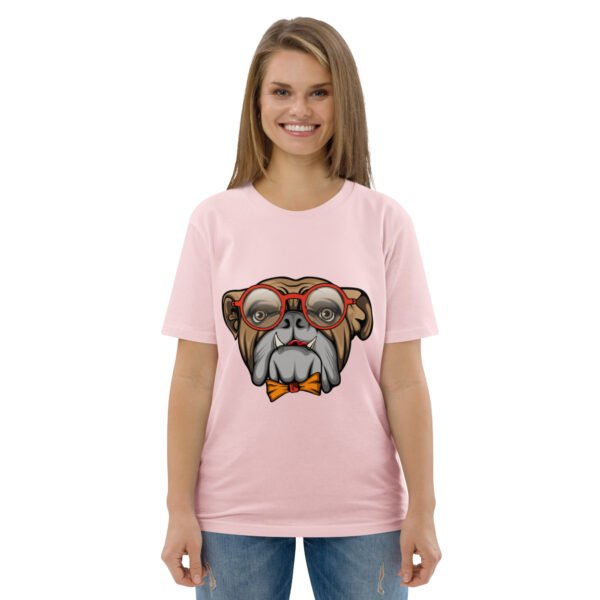 Stylish Bulldog Nerdy Cool Dog Design - Unisex organic cotton t-shirt - Image 57