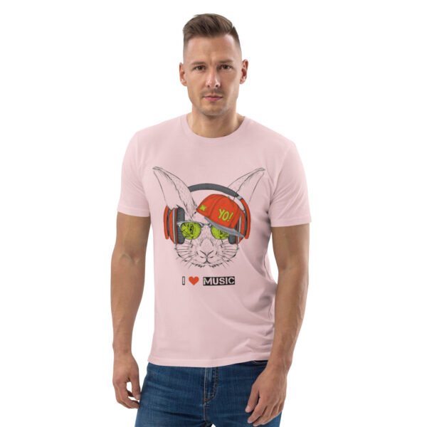 I Love Music Rabbit with Headphones and Cap - Unisex organic cotton t-shirt - Image 17
