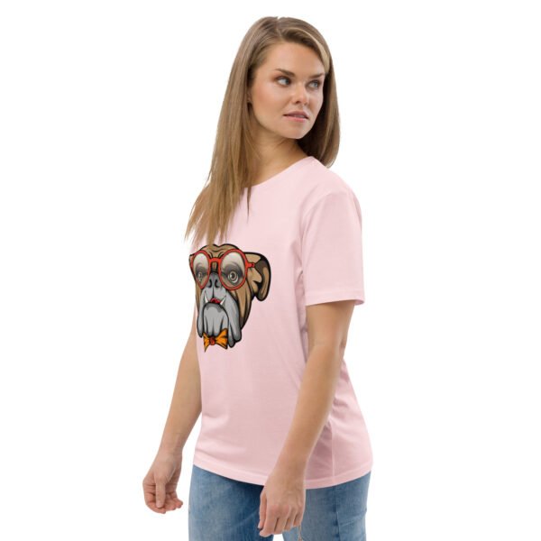 Stylish Bulldog Nerdy Cool Dog Design - Unisex organic cotton t-shirt - Image 61