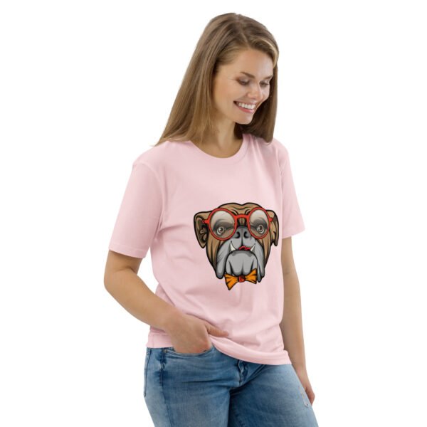 Stylish Bulldog Nerdy Cool Dog Design - Unisex organic cotton t-shirt - Image 62
