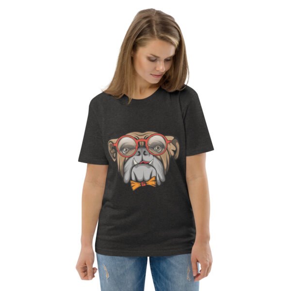 Stylish Bulldog Nerdy Cool Dog Design - Unisex organic cotton t-shirt - Image 18