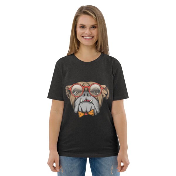 Stylish Bulldog Nerdy Cool Dog Design - Unisex organic cotton t-shirt - Image 17