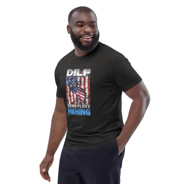 "DILF - Damn I Love Fishing" Funny American Flag Fishing - Unisex organic cotton t-shirt - Image 16
