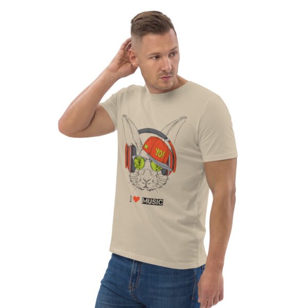 I Love Music Rabbit with Headphones and Cap - Unisex organic cotton t-shirt - Image 6
