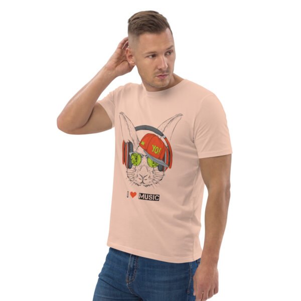 I Love Music Rabbit with Headphones and Cap - Unisex organic cotton t-shirt - Image 14