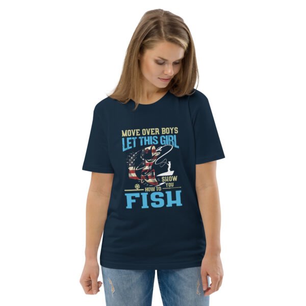 "Women’s Fishing T-Shirt – Move Over Boys," - Unisex organic cotton t-shirt - Image 10