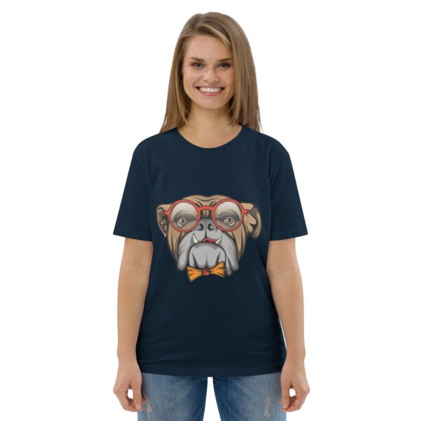 Stylish Bulldog Nerdy Cool Dog Design - Unisex organic cotton t-shirt - Image 9