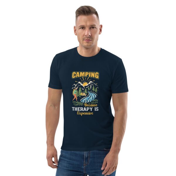 Camping Because Therapy Is Expensive T-Shirt – Outdoor Adventure - Unisex organic cotton t-shirt - Image 9