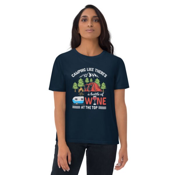 Fun "Camping & Wine" for Outdoor & Wine Lovers - Unisex organic cotton t-shirt - Image 3