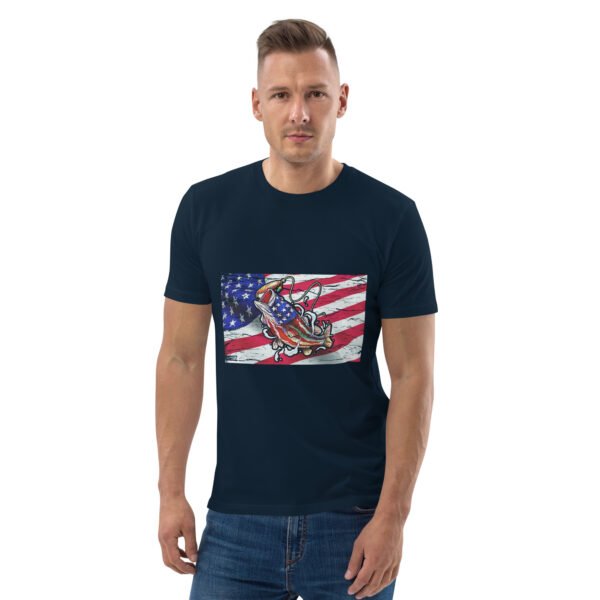 "American Flag Fishing T-Shirt – Patriotic Angler’s - Unisex organic cotton t-shirt - Image 9
