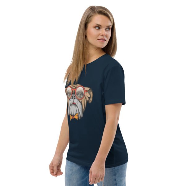 Stylish Bulldog Nerdy Cool Dog Design - Unisex organic cotton t-shirt - Image 13
