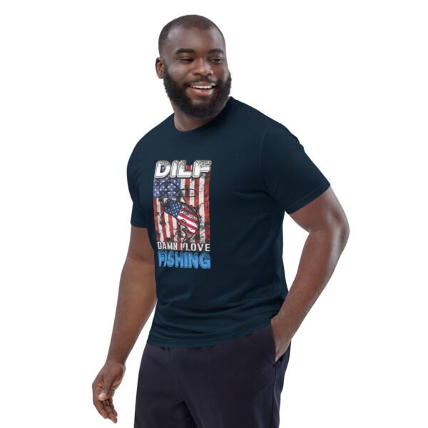 "DILF - Damn I Love Fishing" Funny American Flag Fishing - Unisex organic cotton t-shirt - Image 10