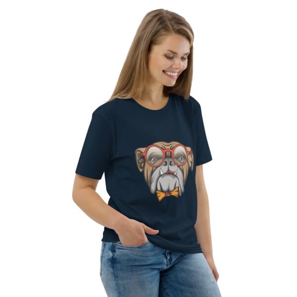 Stylish Bulldog Nerdy Cool Dog Design - Unisex organic cotton t-shirt - Image 14