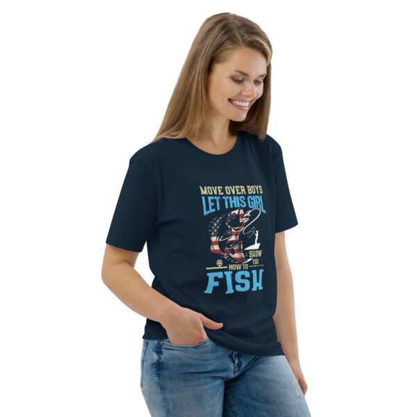 "Women’s Fishing T-Shirt – Move Over Boys," - Unisex organic cotton t-shirt - Image 14