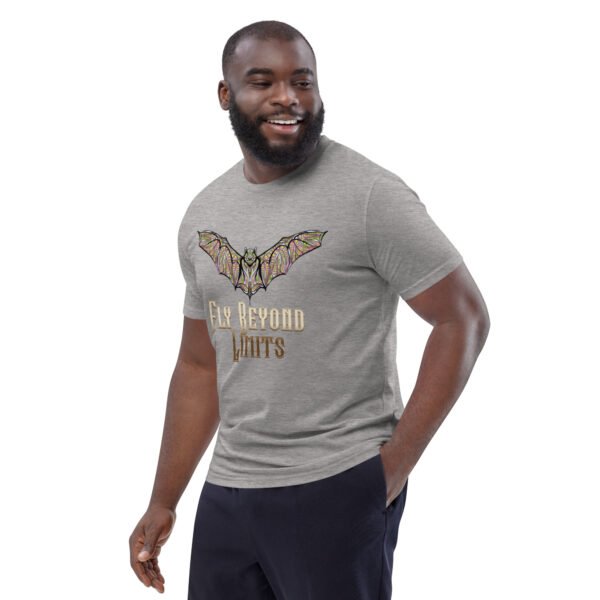 Fly Beyond Limits – Inspirational Motivational Typography - Unisex organic cotton t-shirt - Image 4