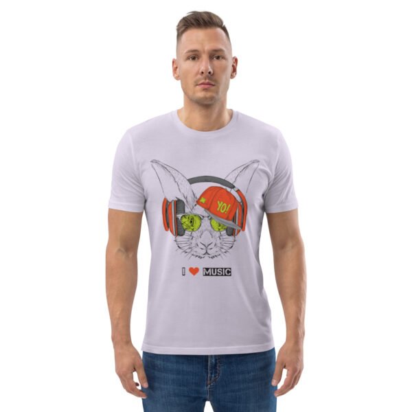 I Love Music Rabbit with Headphones and Cap - Unisex organic cotton t-shirt - Image 26