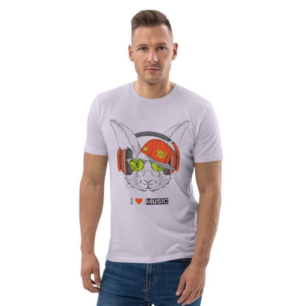 I Love Music Rabbit with Headphones and Cap - Unisex organic cotton t-shirt - Image 25