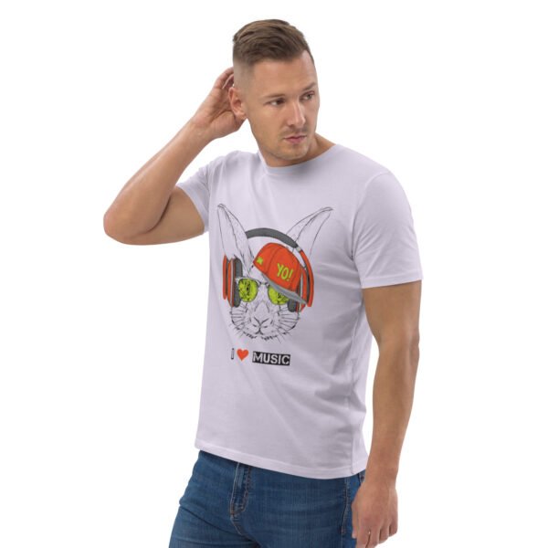 I Love Music Rabbit with Headphones and Cap - Unisex organic cotton t-shirt - Image 30