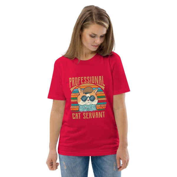 Professional Cat Servant - Retro Cat Lover - Unisex organic cotton t-shirt - Image 26