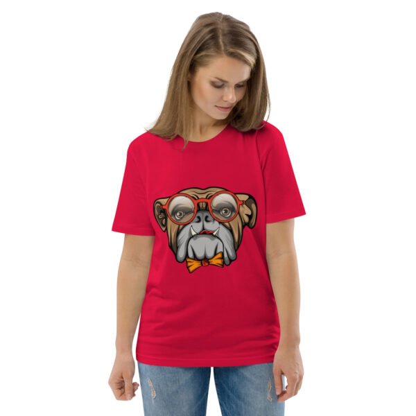 Stylish Bulldog Nerdy Cool Dog Design - Unisex organic cotton t-shirt - Image 42