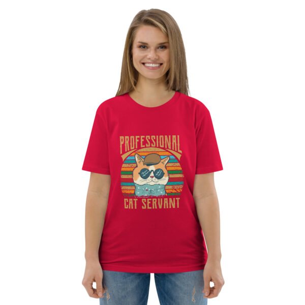 Professional Cat Servant - Retro Cat Lover - Unisex organic cotton t-shirt - Image 25