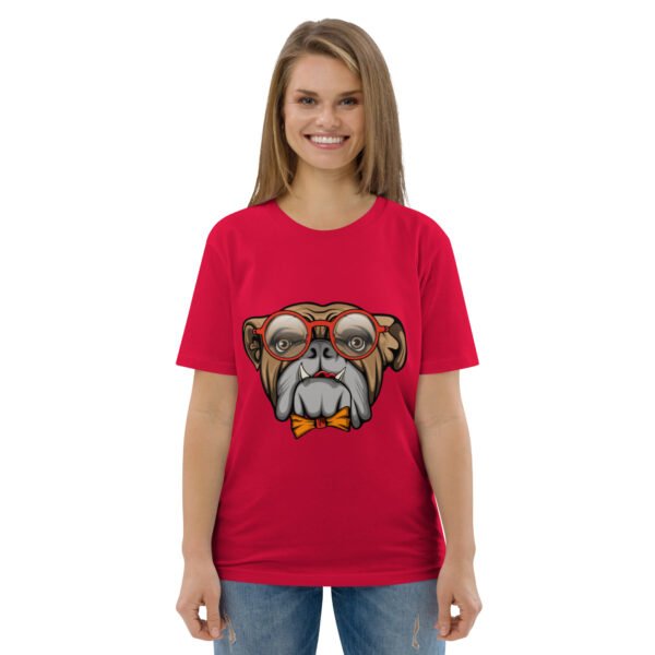 Stylish Bulldog Nerdy Cool Dog Design - Unisex organic cotton t-shirt - Image 41